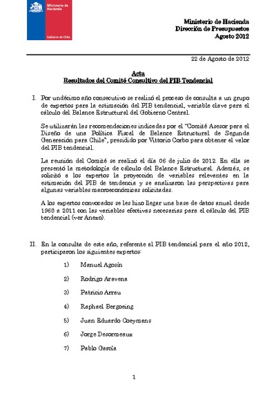Acta Comité Consultivo PIB Tendencial para 2013