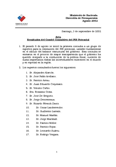Acta Comité Consultivo PIB Tendencial 2007