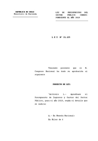 Articulado Ley de Presupuestos del Sector Público año 2019 Articulado Ley de Presupuestos del Sector Público año 2019