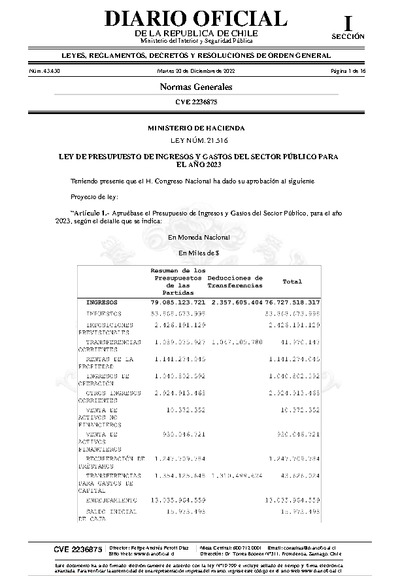 Articulado Ley de Presupuestos del Sector Público año 2023