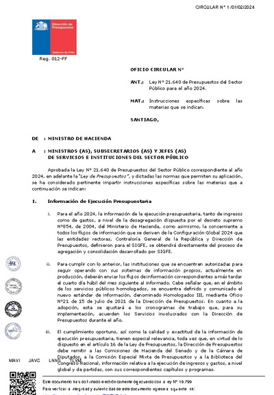 Instrucciones específicas Ley de Presupuestos 2024 Instrucciones específicas Ley de Presupuestos 2024