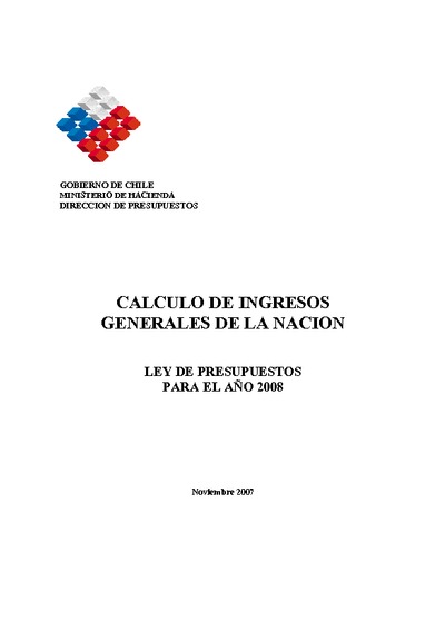 Cálculo de Ingresos Generales de la Nación año 2008 Cálculo de Ingresos Generales de la Nación año 2008