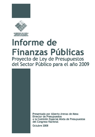 Informe de Finanzas Públicas del Proyecto de Ley de Presupuestos del Sector Público del año 2009