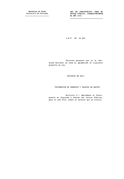 Articulado Ley de Presupuestos del Sector Público año 2011