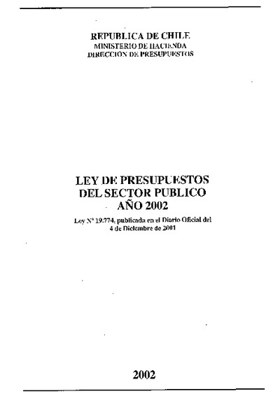 Ley de Presupuestos del Sector Público año 2007 Ley de Presupuestos del Sector Público año 2007